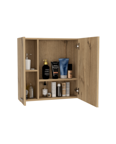 Gabinete de Baño Depp, Café Claro, con Puerta Espejo y Dos Entrepaños  ZF