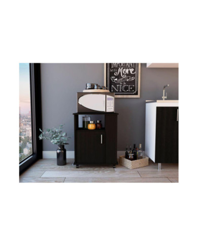 Módulo Microondas Lower, Wengue, con Una Puerta Abatible y Rodachinas Para Su Fácil Desplazamiento ZF