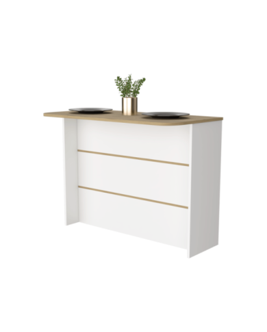 Barra de Cocina Diamante, Blanco Duqueza y Beige, Con Amplia Superficie ZF