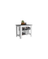 Barra de Cocina Cala, Blanco Perla y Piedra, Con Amplia Superficie ZF