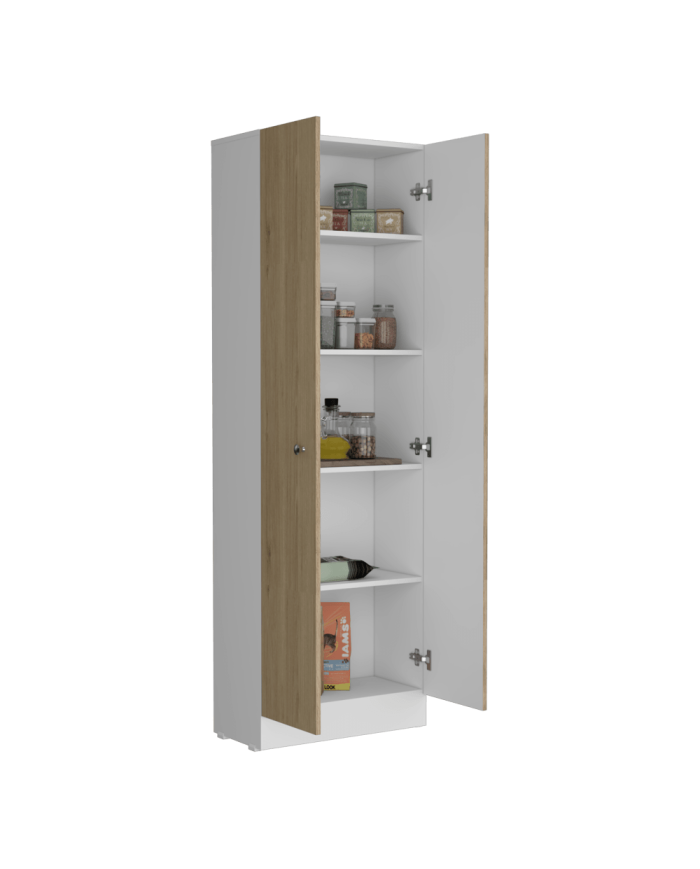 Alacena Barlovento, Beige Y Blanco Vainilla, Cuenta con Cinco Entrepaños y Dos Puertas Batientes ZF