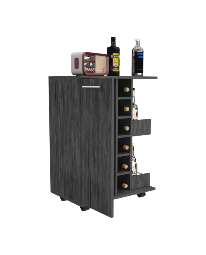 Bar Zenas, Gris, Para Almacenar Botellas y Espacio Superior Para Ubicar Objetos Decorativos ZF