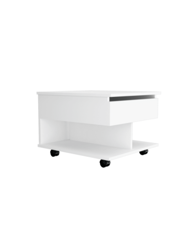 Mesa de Centro Salento, Blanco Nevado y Wengue, con Espacio Extensible y Rodachinas ZF