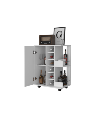 Bar Erin,Blanco Nevado, con Una Puerta y Patas con Rodachines ZF