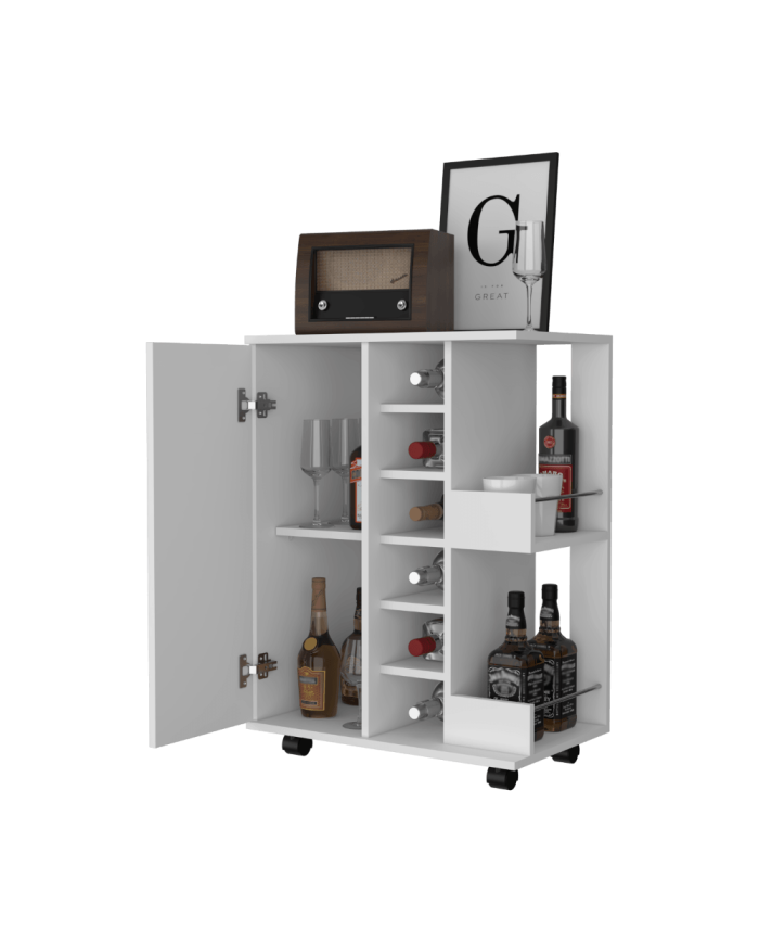 Bar Erin,Blanco Nevado, con Una Puerta y Patas con Rodachines ZF