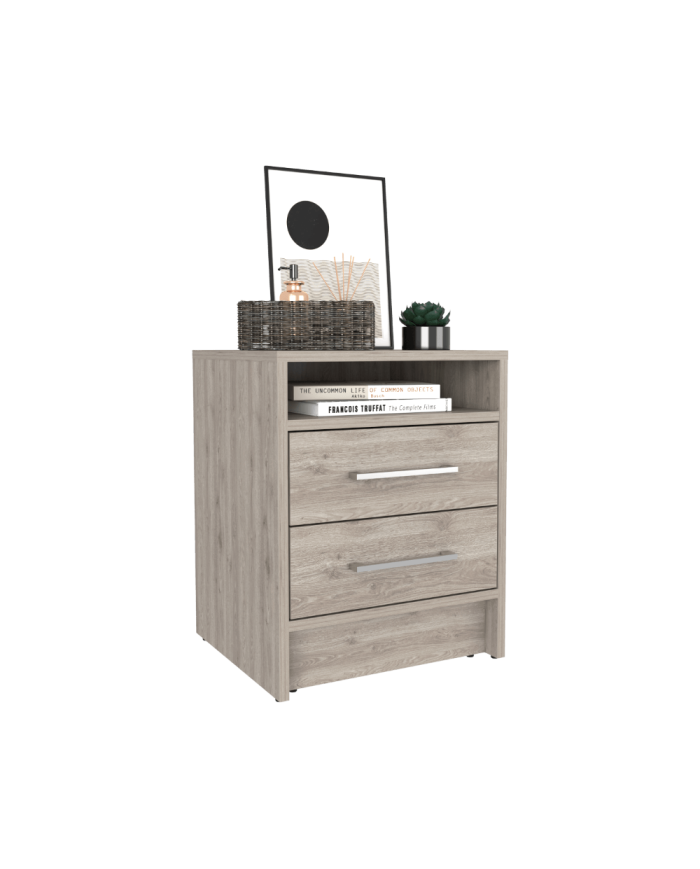 Mesa de Noche Brail, Humo, con Espacio Para Colocar Objetos Decorativos ZF