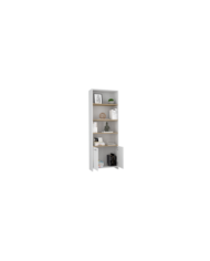 Biblioteca Midas,Blanco Perla Y Café claro, con Entrepaños y Amplio Espacio de Almacenamiento ZF