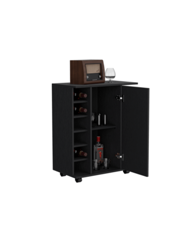 Bar Movible Liam, Wengue, 1 puerta, manija y amplios espacios para ubicar botellas ZF