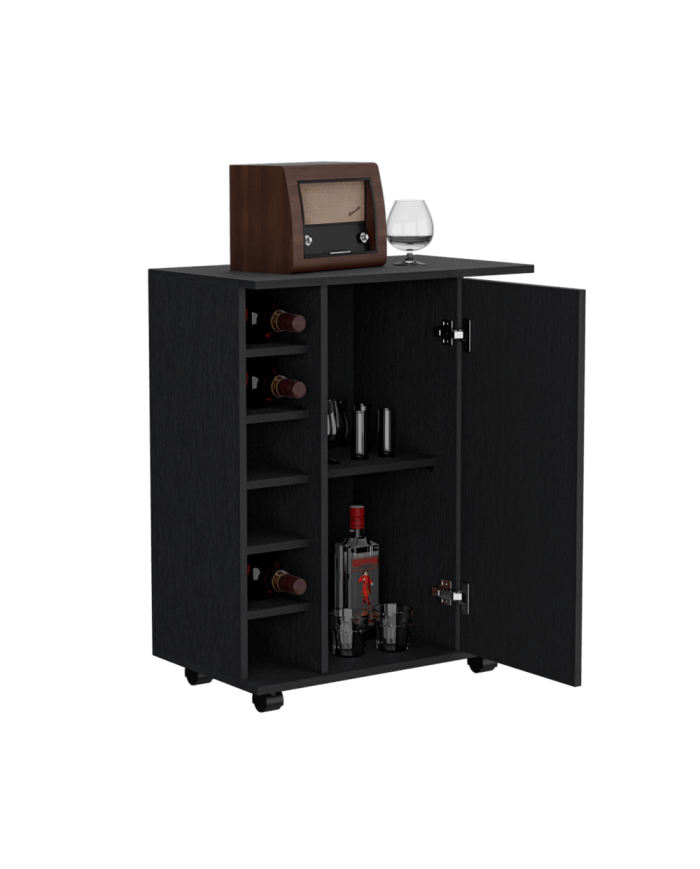Bar Movible Liam, Wengue, 1 puerta, manija y amplios espacios para ubicar botellas ZF