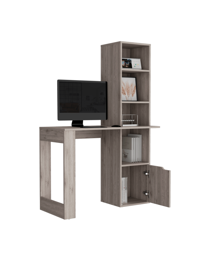Escritorio Kandis, Humo, con cinco entrepaños y gran espacio de almacenamiento ZF