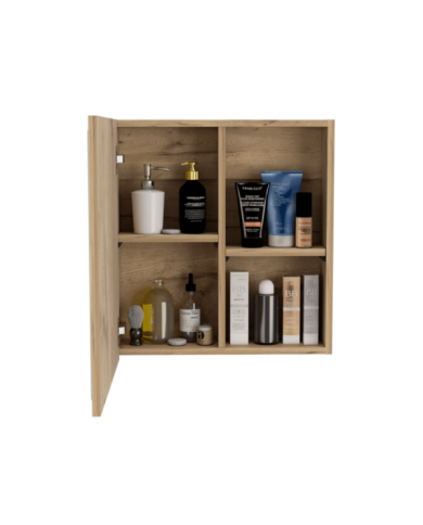 Gabinete de Baño Luma, Café Claro, con Puerta Espejo y Dos Entrepaños Para Ubicar Múltiples Objetos ZF