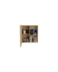 Gabinete de Baño Luma, Café Claro, con Puerta Espejo y Dos Entrepaños Para Ubicar Múltiples Objetos ZF