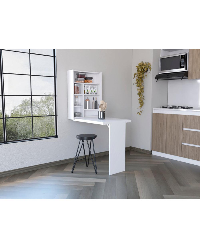 Mesa Auxiliar Vetta, Blanco, para Empotrar a la Pared y Amplia Superficie ZF