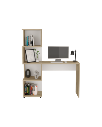 Escritorio Mexico, Café Claro y Blanco, con Tres Entrepaños ZF