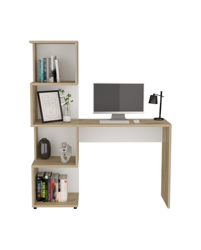 Escritorio Mexico, Café Claro y Blanco, con Tres Entrepaños ZF