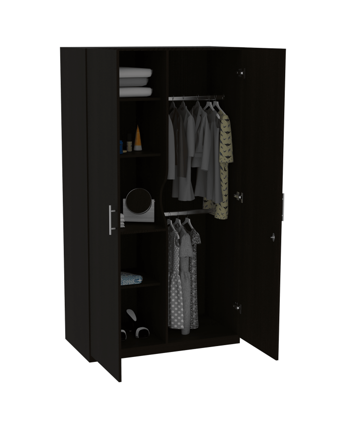 Closet Maya, Wengue, con Dos Puertas Abatibles con Cerradura y Cuatro Entrepaños