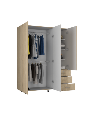 Closet Tini, Beige y Blanco, con Tres Puertas Abatibles y Amplios Espacios