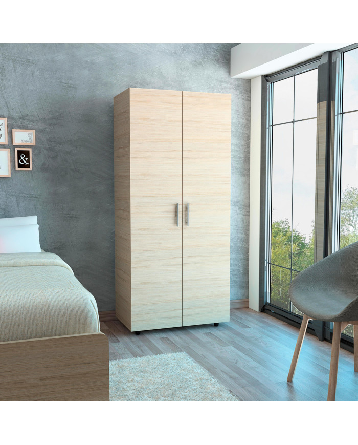 Closet Carlota, Beige y Blanco, con Dos Puertas Abatibles
