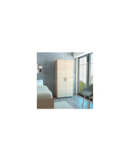 Closet Carlota, Beige y Blanco, con Dos Puertas Abatibles