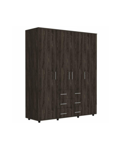 Closet Fontana, Chocolate y Blanco, con Cuatro Tubos Para Colgar Ropa y Zapatero En La Parte Inferior