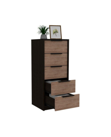 Organizador Wesley, Wengue y Miel, con Cinco Cajones Organizadores y Manijas Metálicas