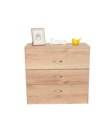 Organizador Conor, Café Claro y Blanco, con Tres Cajones Organizadores y Manijas Metálicas