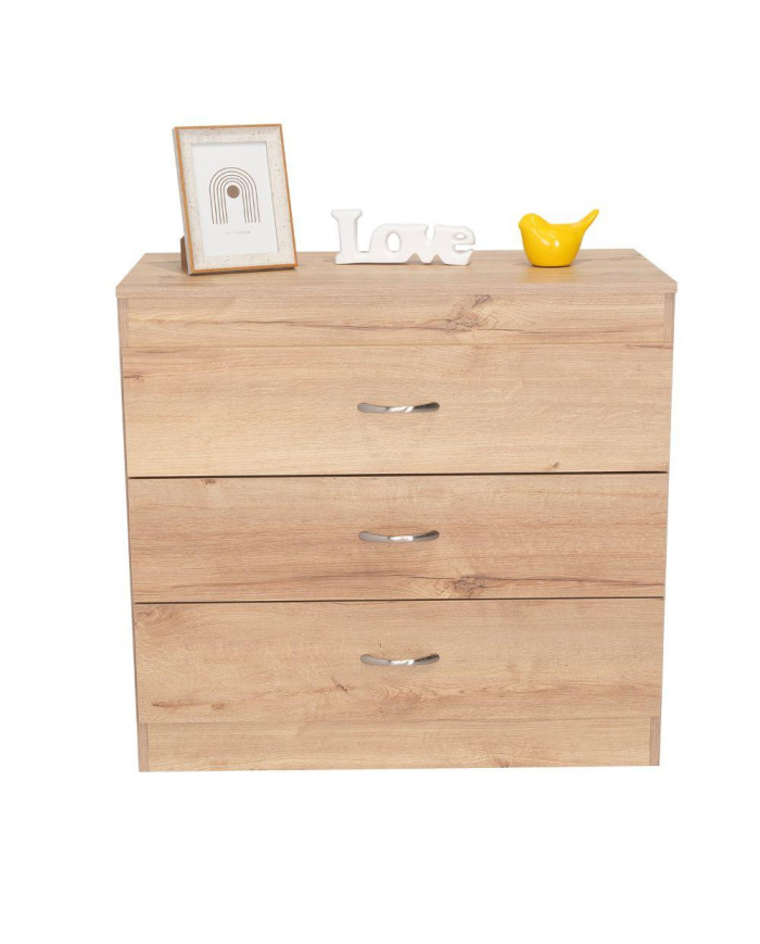 Organizador Conor, Café Claro y Blanco, con Tres Cajones Organizadores y Manijas Metálicas