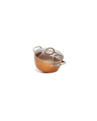 Olla 22 Cm Tapa Vidrio Cobre