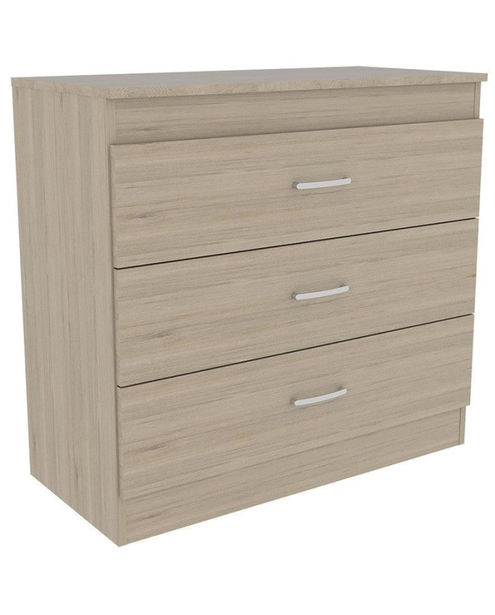 Organizador Conor, Beige y Blanco, con Tres Cajones Organizadores y Manijas Metálicas