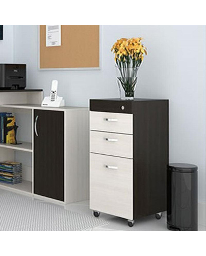 Archivador Dakari, Wengue y Nevado, con Tres Cajones