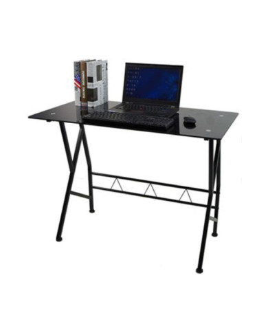 Escritorio de Metal Pongo, Vidrio Wengue, con Amplio Espacio de Trabajo