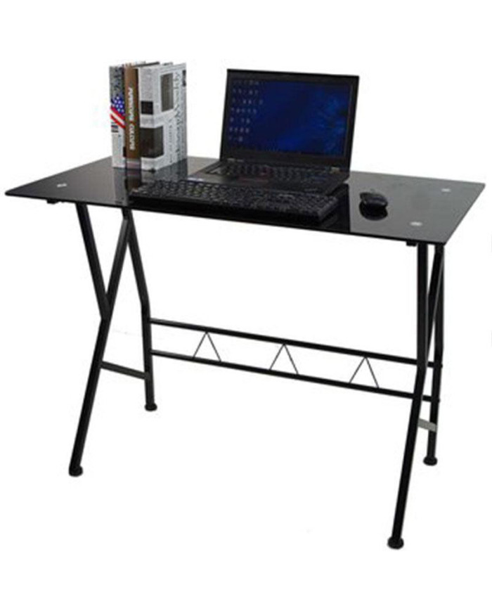 Escritorio de Metal Pongo, Vidrio Wengue, con Amplio Espacio de Trabajo