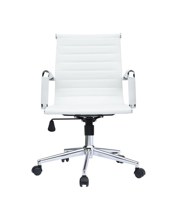 Silla de Escritorio Lisboa, Blanco, con Cómodo Espaldar y Rodachinas