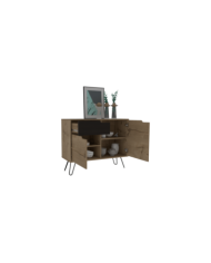 Mesa Auxiliar Recibidor Cleo, Café Claro y Wengue, con Múltiples Entrepaños