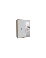 Closet Wesley con Espejo, Miel y Blanco, con Un Tubo Cromado y Amplio Espacio