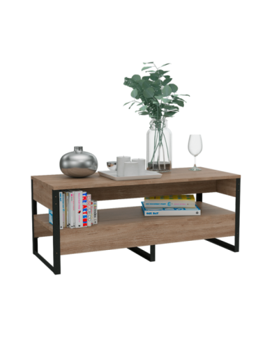 Mesa de Centro Korina, Miel, con Amplio Espacio y Patas de Acero