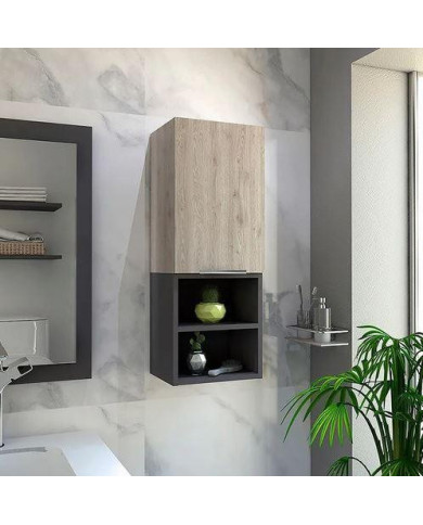 Gabinete de Baño Ciro, Humo y Plata Oscuro, Ideal Para Espacio Reducidos