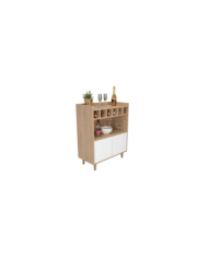 Bar Burdeos, Beige y Blanco, con Espacio Para Botellas y Porta Copas