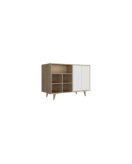 Mesa Auxiliar Zapatero Burdeos, Beige y Blanco, con Cuatro Puertas de Apertura Push y Múltiples Entrepaños
