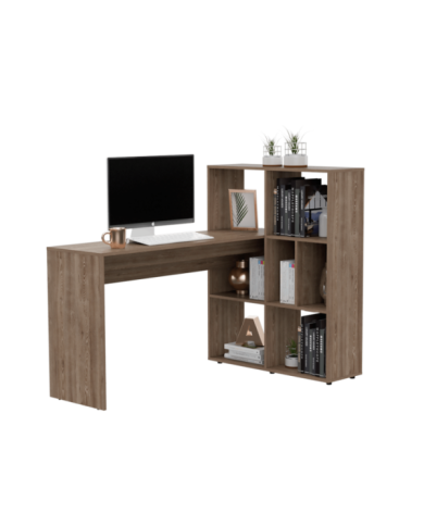 Escritorio En L Tokio, Miel, con Amplios Espacio Para Artículos de Estudio