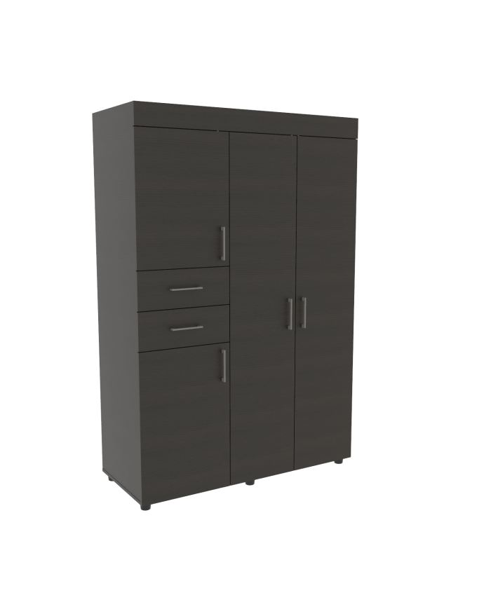 Closet Tulipán, Wengue, con Dos Cajones Amplios y Cuatro Puertas Abatibles