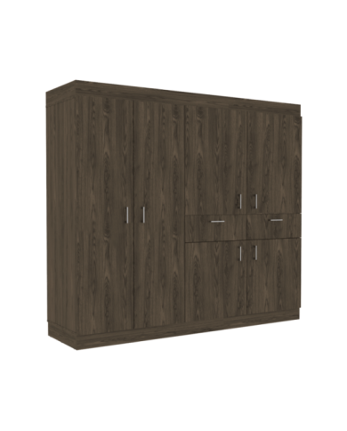 Closet Silene, Chocolate y Blanco, Dos Tubos Para Colgar Ropa y Variedad de Entrepaños