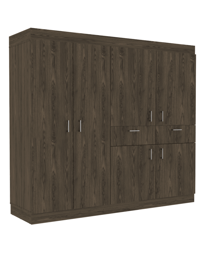 Closet Silene, Chocolate y Blanco, Dos Tubos Para Colgar Ropa y Variedad de Entrepaños