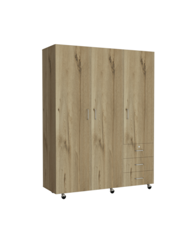 Closet Tini, Café Claro y Blanco, con Tres Cajones Organizadores y Variedad de Entrepaños