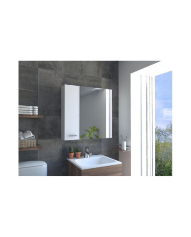 Gabinete de Baño Caribe, Blanco, con Espejo Biselado de Buen Tamaño y Varios Entrepaños