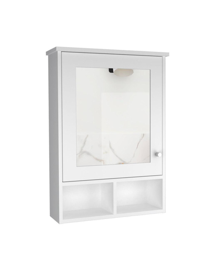 Gabinete de Baño Egeo, Blanco, con Puerta Espejo y Tres Entrepaños Para Ubicar Objetos