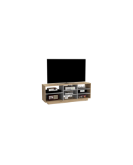 Mesa Para Tv Kira, Café Claro y Cemento, con Espacio Para Televisor de Hasta 75 Pulgadas