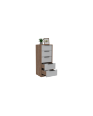 Organizador Wesley, Miel y Blanco, con Cinco Cajones Deslizables de Cerraduras Metálicas