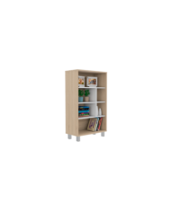 Biblioteca Tonny, Beige y Blanco, con Variedad de Espacios Para Libros y Artículos Decorativos