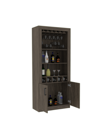 Bar Vegas, Chocolate, con Dos Puertas y Amplio Espacio Para Botellas